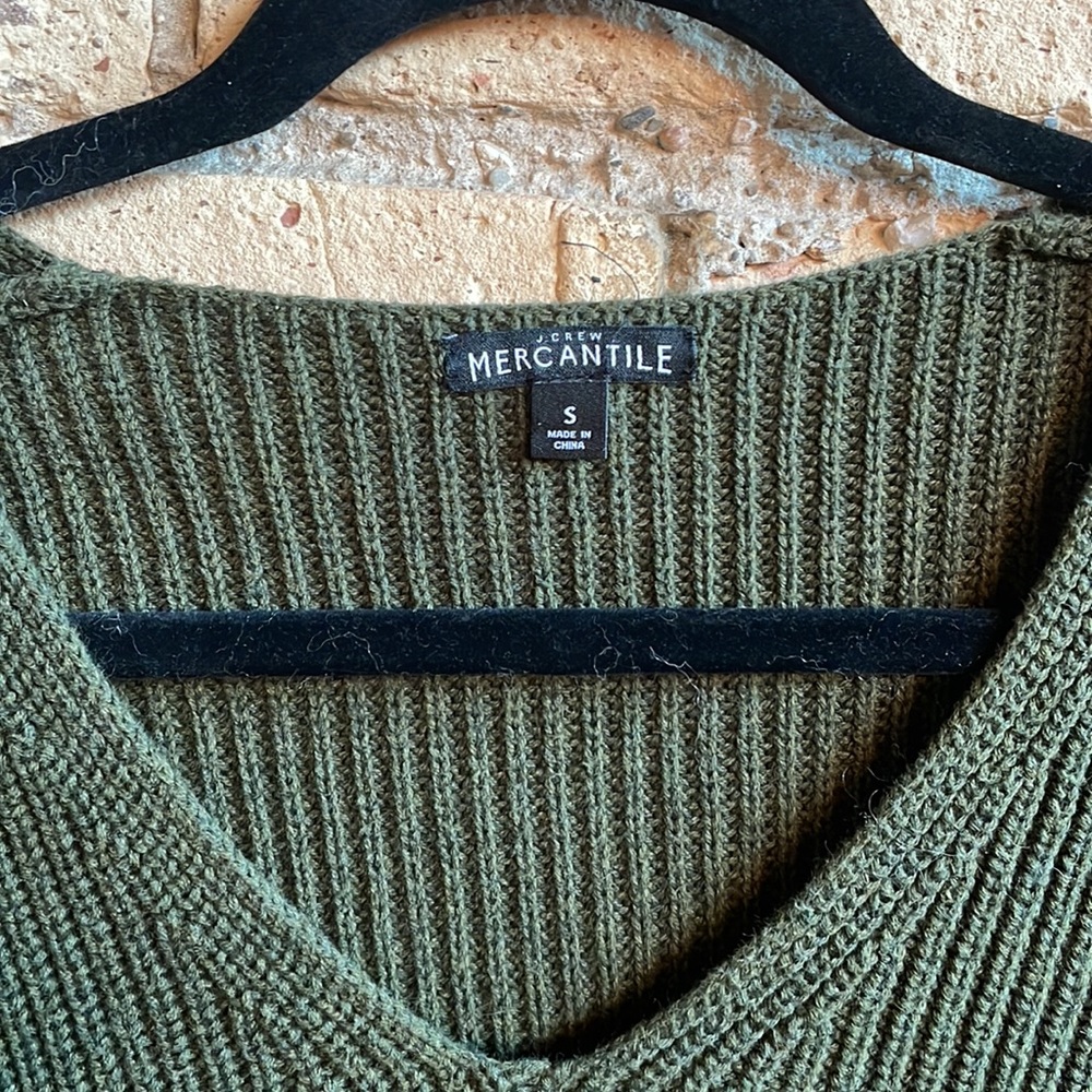 J Crew Mercantile green chunky sweater size small - Picture 2 of 3